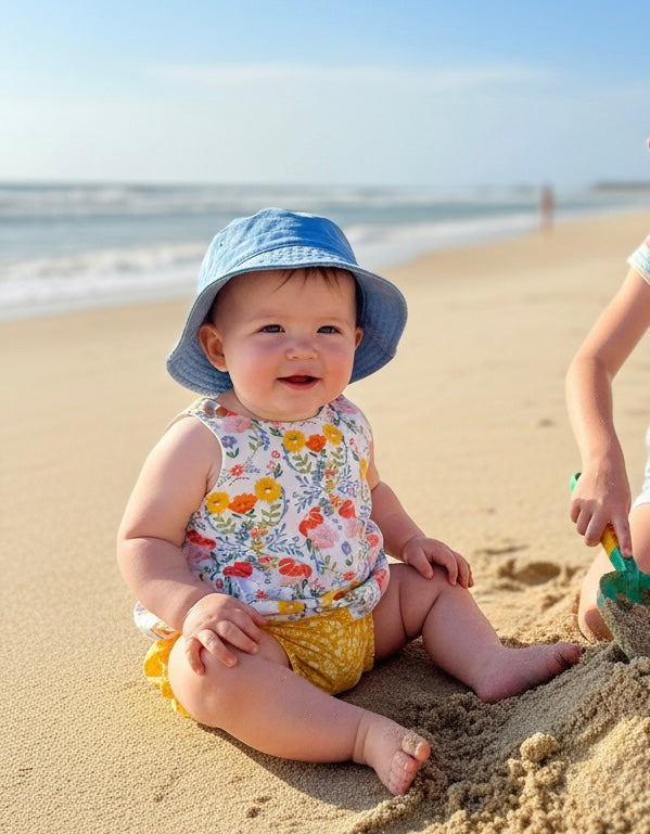 Yellow and Blue Baby Bloomer Sets: Summer Two Piece Outfit