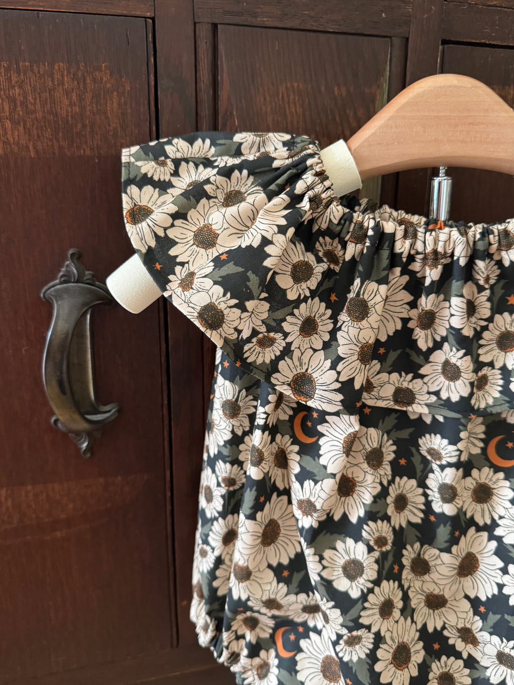 Daisy and Moon Romper: Ruffle Black and White
