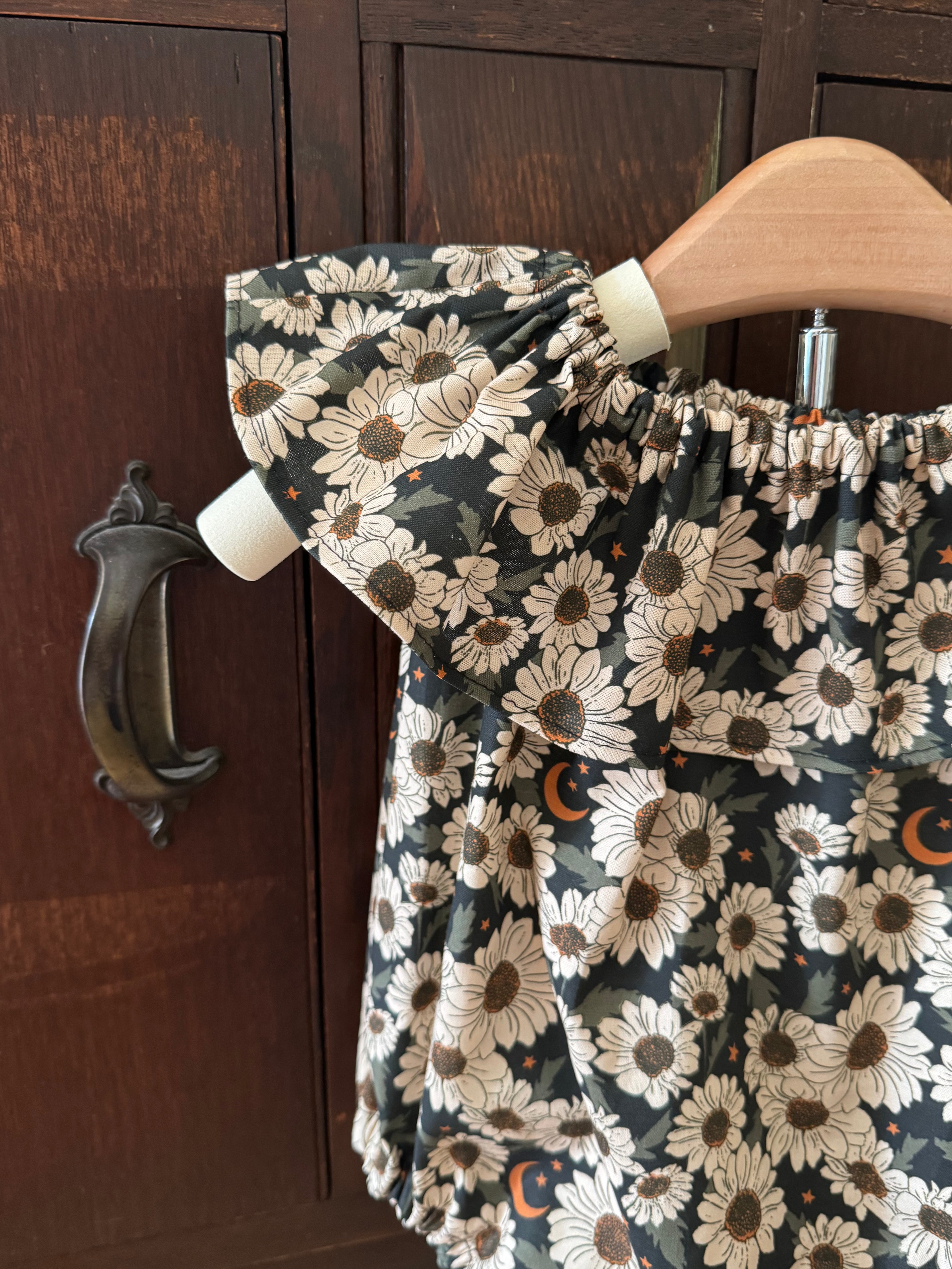 Daisy and Moon Romper: Ruffle Black and White