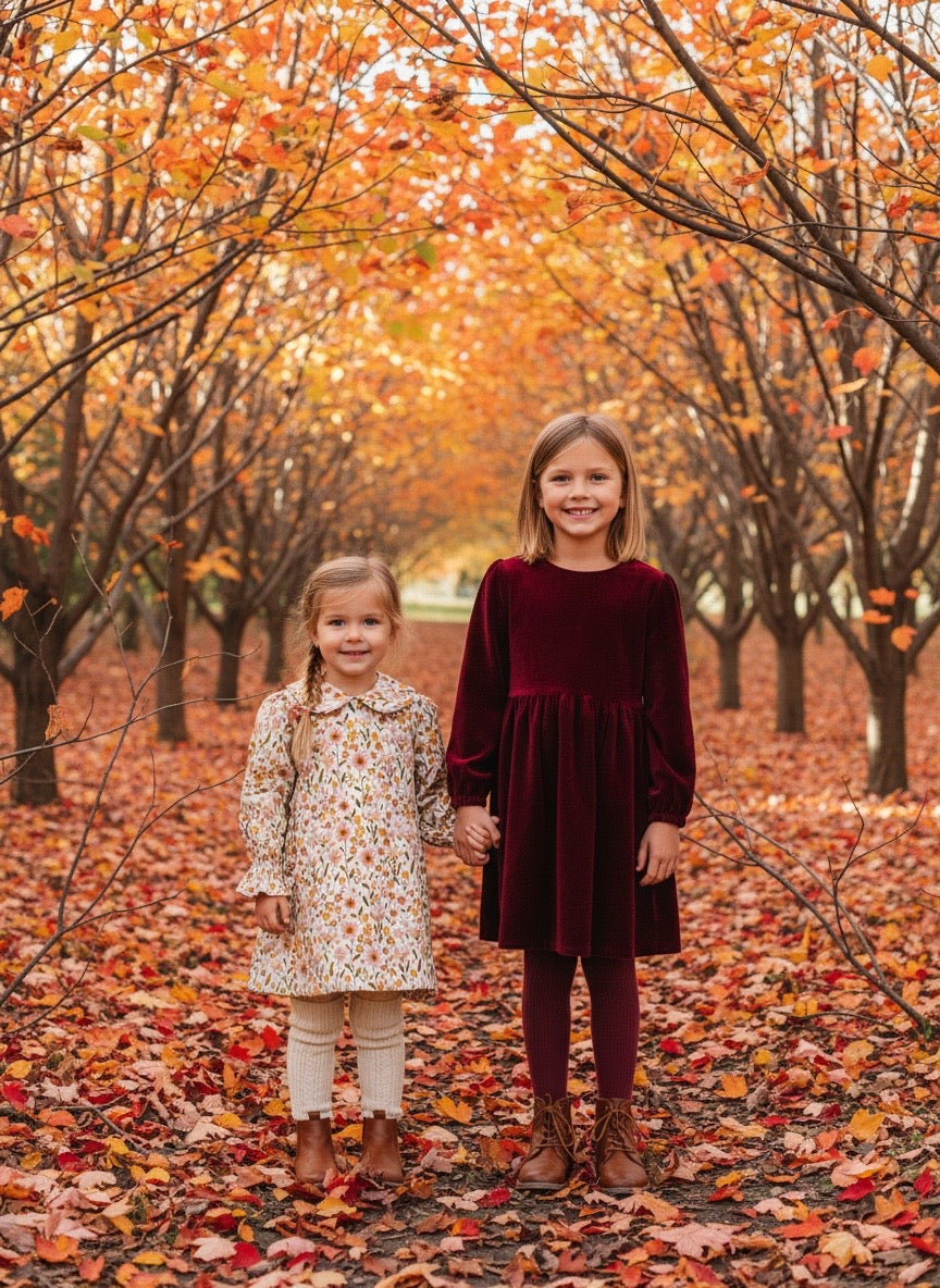 Toddler Dress: Neatural Floral with PeterPan Collar