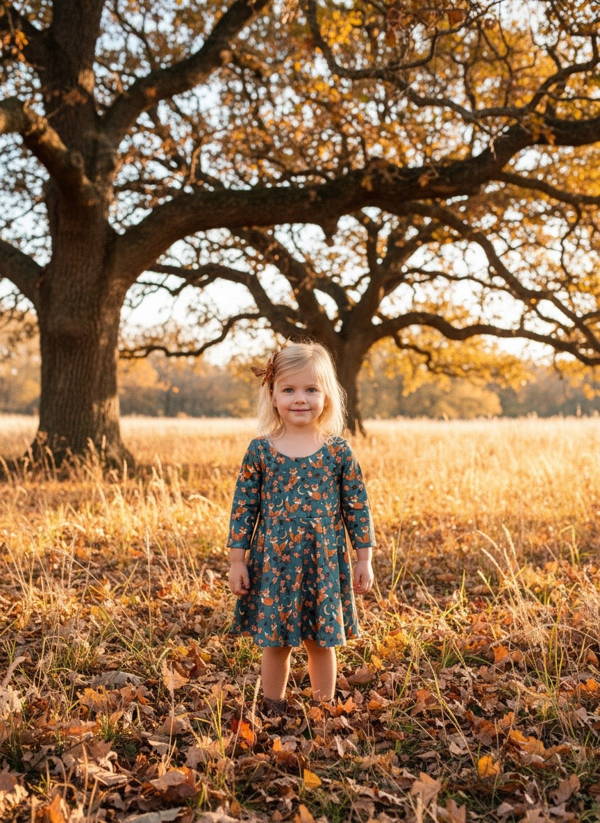 Fox and Acorn Knit Toddler Dress