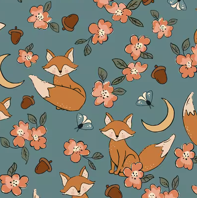 Fox and Acorn Romper: Ruffle Neckline Cotton