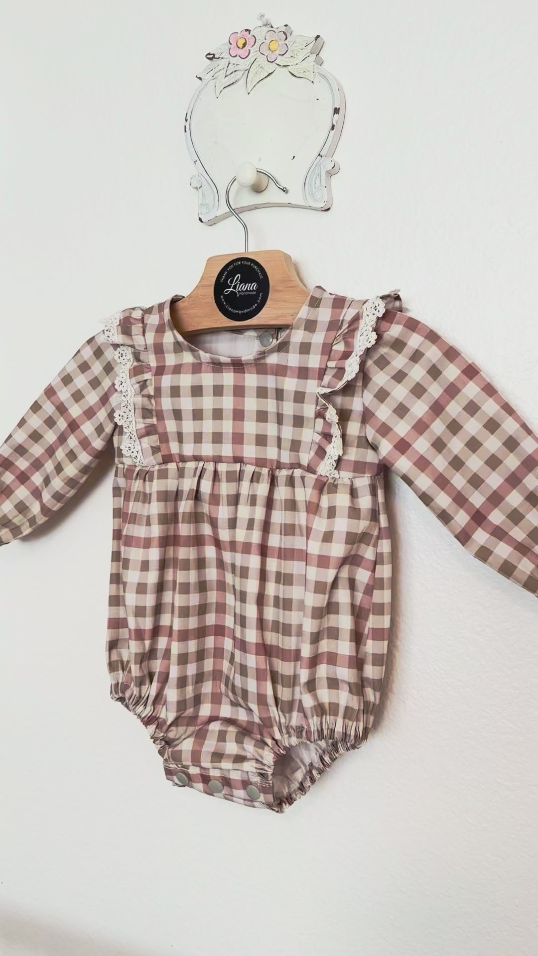 Fall Romper: Long Sleeve Plaid Romper, Ruffles, Toddler, Baby